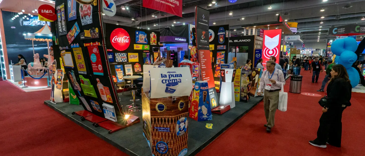 Stand del Pabellón de Retail Marketing durante ExpoPublicitas 2026, con displays, soluciones visuales y tecnologías aplicadas al punto de venta