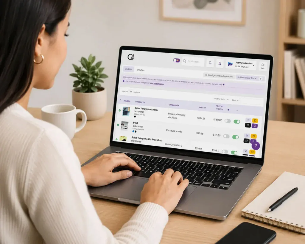 Distribuidora consulta en MyCavi un catálogo de artículos promocionales conectado con precios y existencias actualizados en tiempo real.